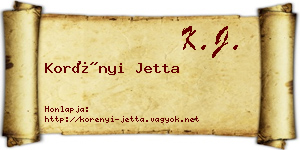 Korényi Jetta névjegykártya